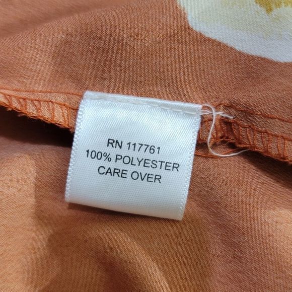 NEW GLORY Orange Floral Print Center Zip Tank Top, Large - Picture 12 of 13